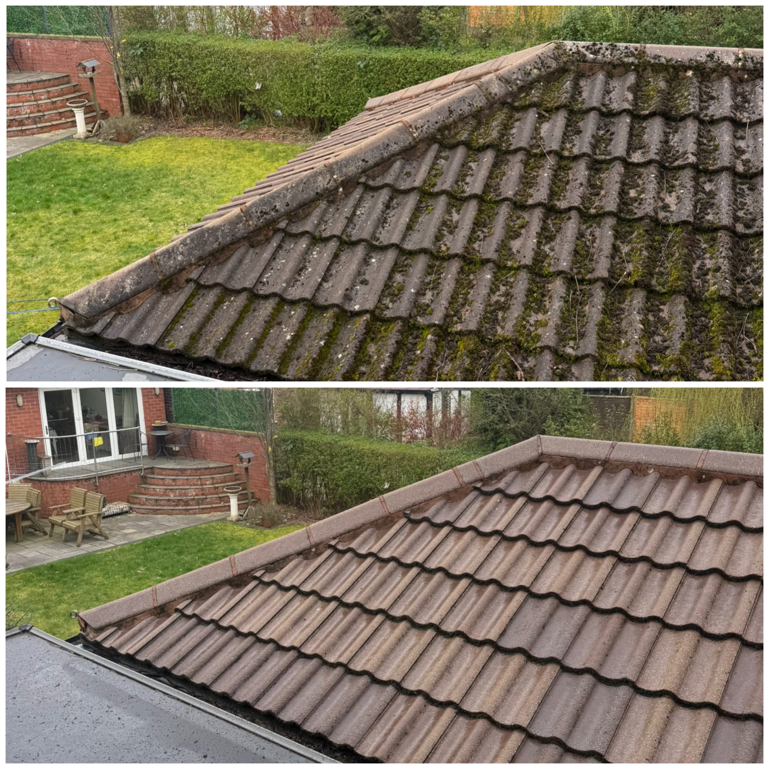 Professional roof moss removal and low pressure steam cleaning in Manchester by ProShine